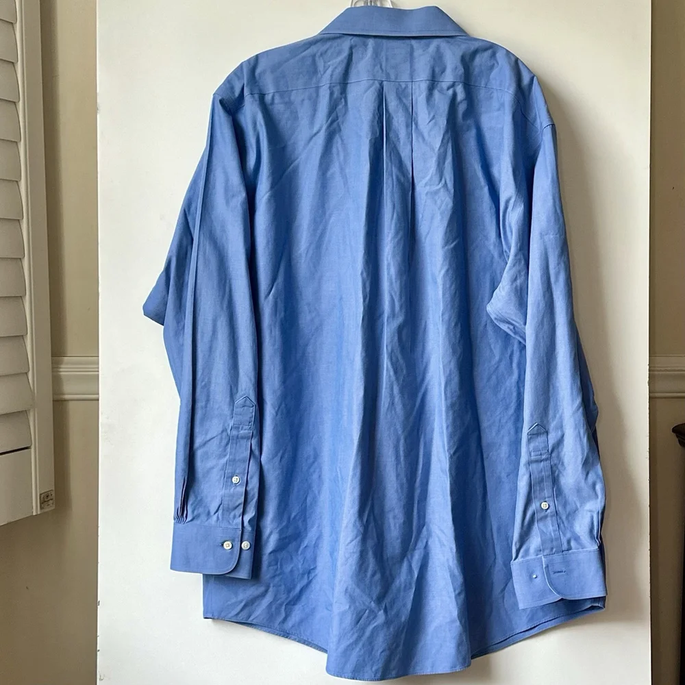 Brooks Brothers Dress Shirt Mens 17 4/5 Blue Button Up Non Iron Career Work - Picture 2 of 4